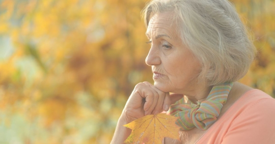 sad looking old woman