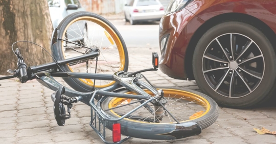 bicycle that was hit by a car