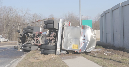 a toppled over truck