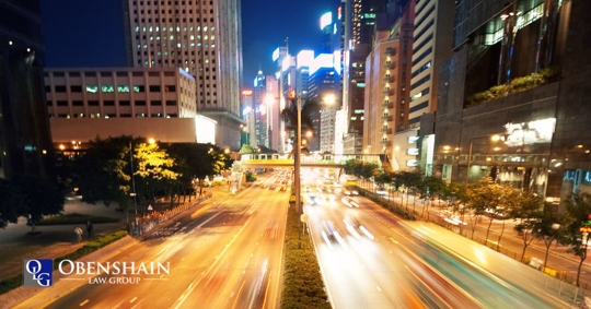 cars driving at night